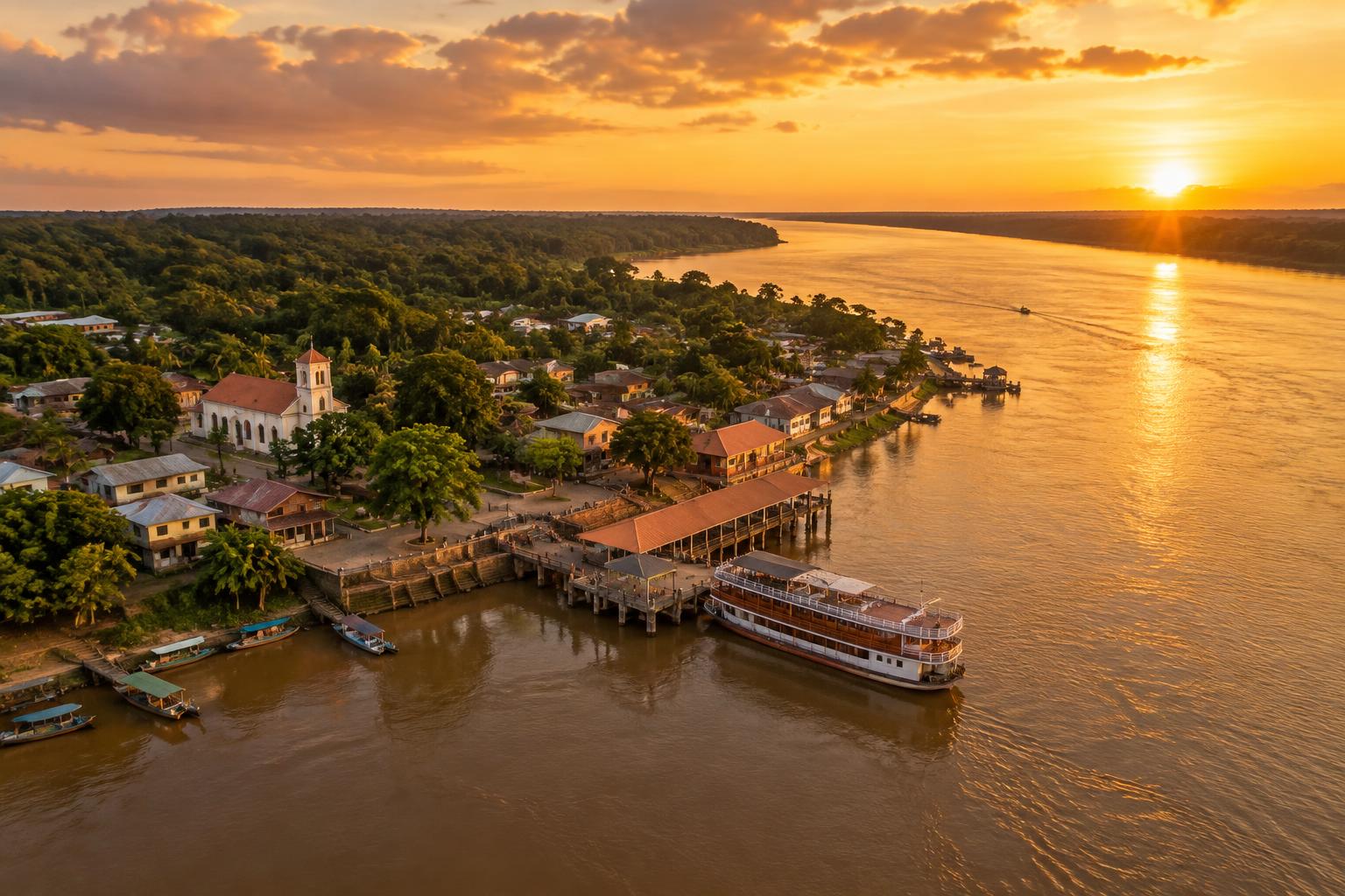 Tapauá às margens do rio Purus ao pôr do sol